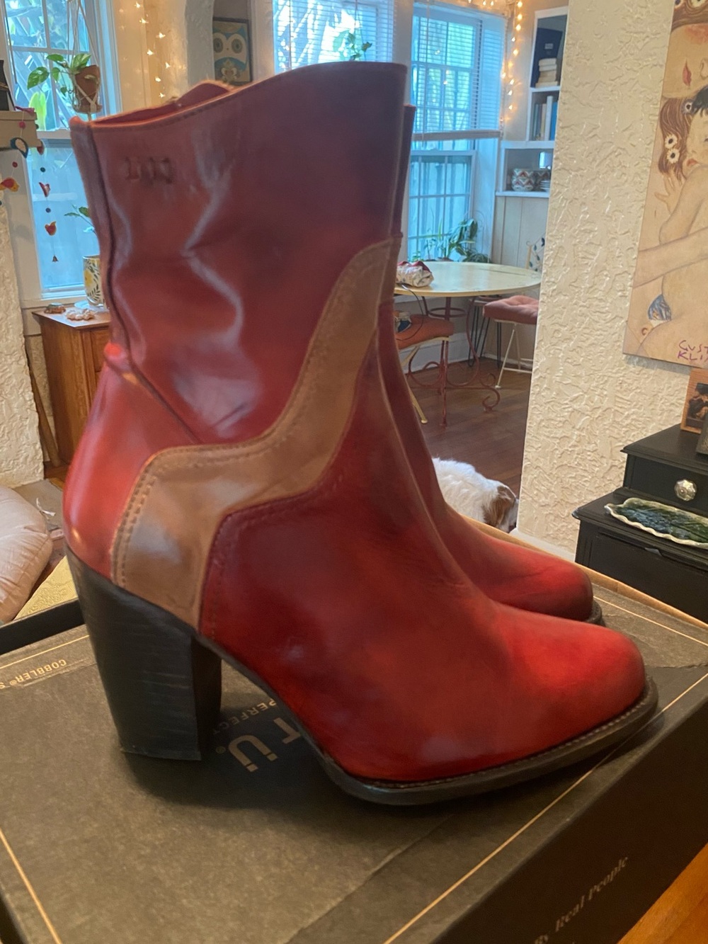 Bed Stu NIB Iazu Boots Cherry Lacquer Tan Rustic Leather Made in Mexico